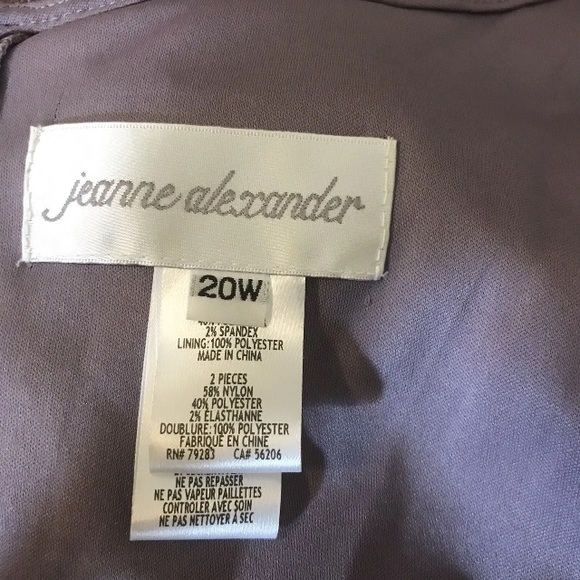 Jeanne Alexander Purple 2Pc Lace Sleeveless Sheath Dress Open Jacket Size 20W - Picture 8 of 8